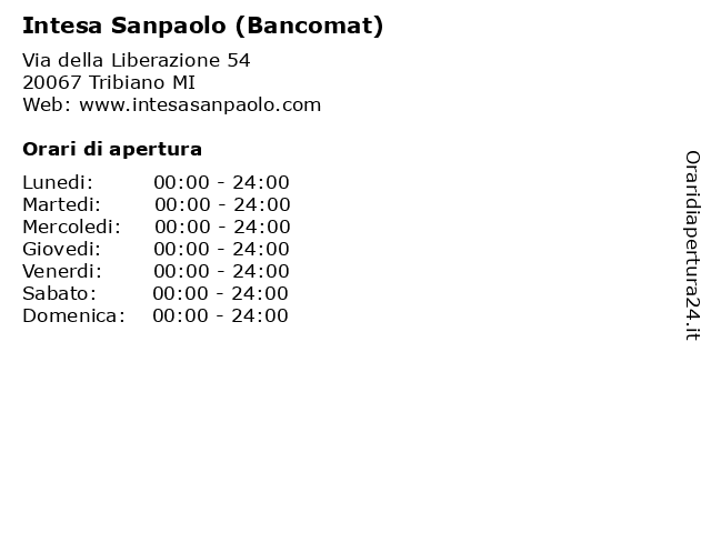 Intesa Sanpaolo (Bancomat) a Tribiano MI: indirizzo e orari di apertura