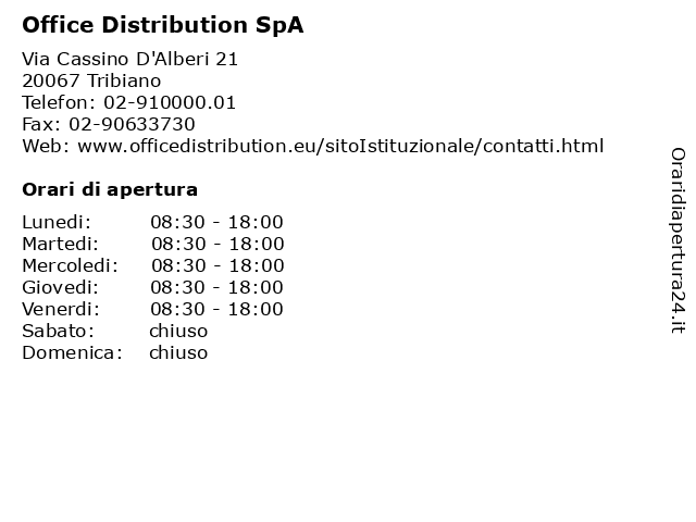 Office Distribution SpA a Tribiano: indirizzo e orari di apertura