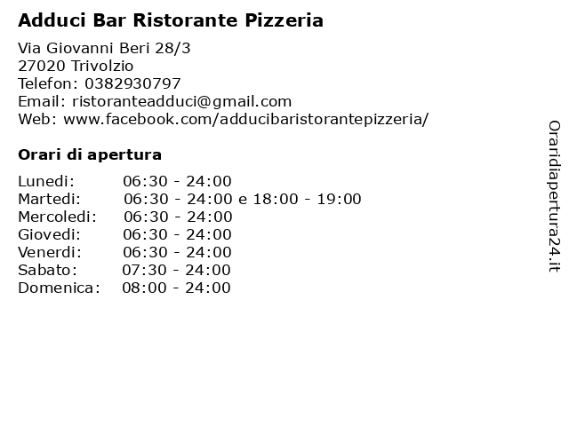 Adduci Bar Ristorante Pizzeria a Trivolzio: indirizzo e orari di apertura