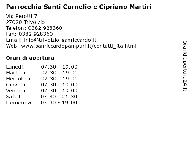 Parrocchia Santi Cornelio e Cipriano Martiri a Trivolzio: indirizzo e orari di apertura