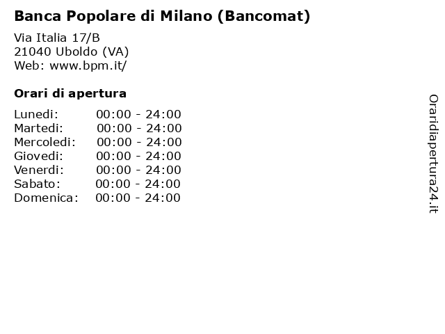 Banca Popolare di Milano (Bancomat) a Uboldo (VA): indirizzo e orari di apertura