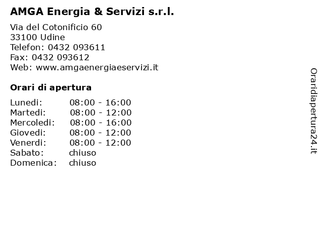 AMGA Energia & Servizi s.r.l. a Udine: indirizzo e orari di apertura