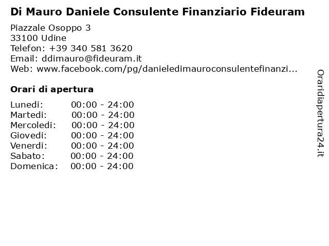 Di Mauro Daniele Consulente Finanziario Fideuram a Udine: indirizzo e orari di apertura