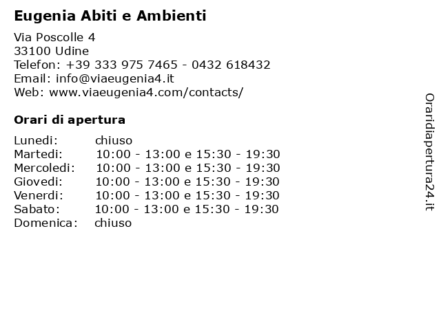 Eugenia Abiti e Ambienti a Udine: indirizzo e orari di apertura