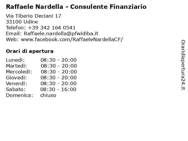 Raffaele Nardella - Consulente Finanziario a Udine: indirizzo e orari di apertura