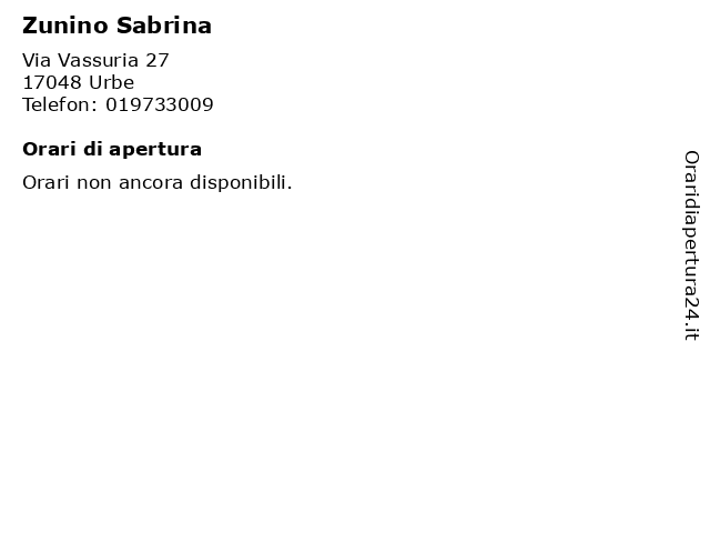 Zunino Sabrina a Urbe: indirizzo e orari di apertura