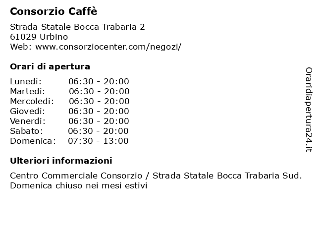 Consorzio Caffè a Urbino: indirizzo e orari di apertura