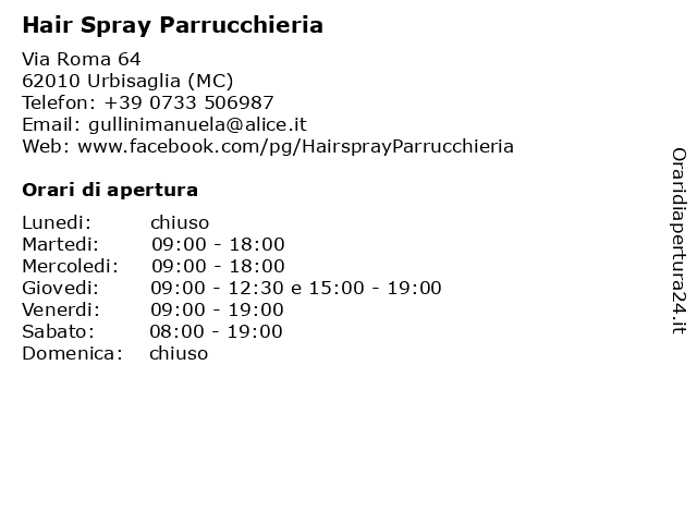 Hair Spray Parrucchieria a Urbisaglia (MC): indirizzo e orari di apertura