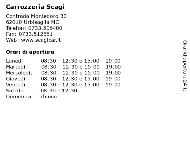 Carrozzeria Scagi a Urbisaglia MC: indirizzo e orari di apertura