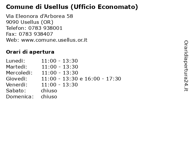 Comune di Usellus (Ufficio Economato) a Usellus (OR): indirizzo e orari di apertura