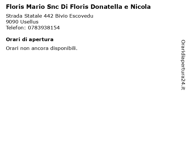 Floris Mario Snc Di Floris Donatella e Nicola a Usellus: indirizzo e orari di apertura