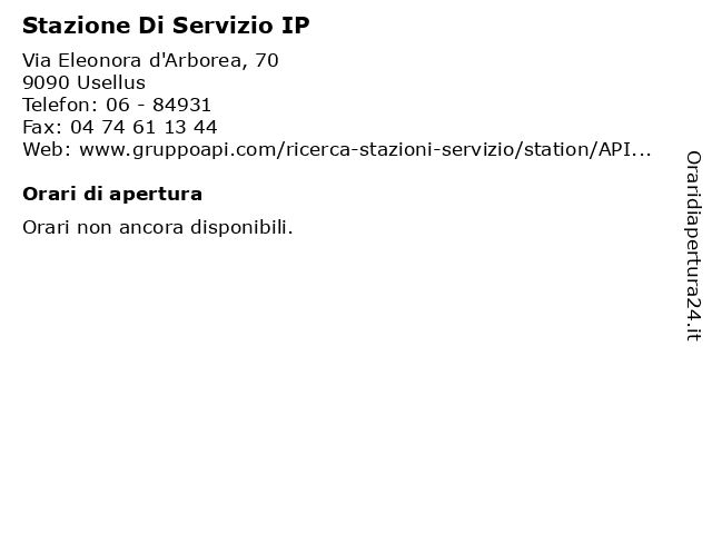 Stazione Di Servizio IP a Usellus: indirizzo e orari di apertura