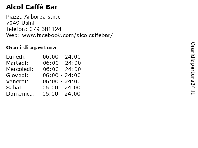 Alcol Caffè Bar a Usini: indirizzo e orari di apertura
