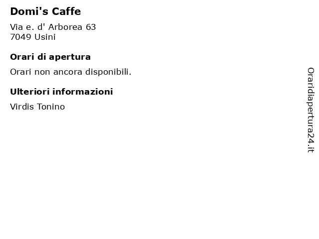 Domi's Caffe a Usini: indirizzo e orari di apertura