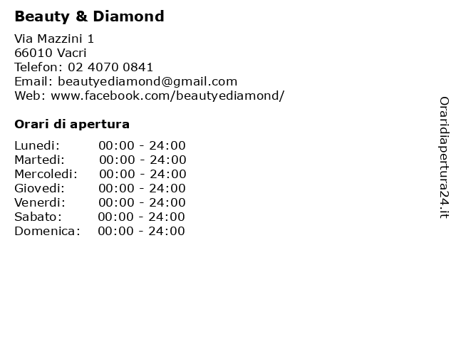 Beauty & Diamond a Vacri: indirizzo e orari di apertura