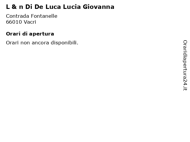 L & n Di De Luca Lucia Giovanna a Vacri: indirizzo e orari di apertura