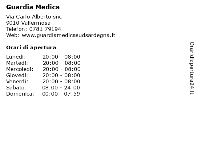 Guardia Medica a Vallermosa: indirizzo e orari di apertura