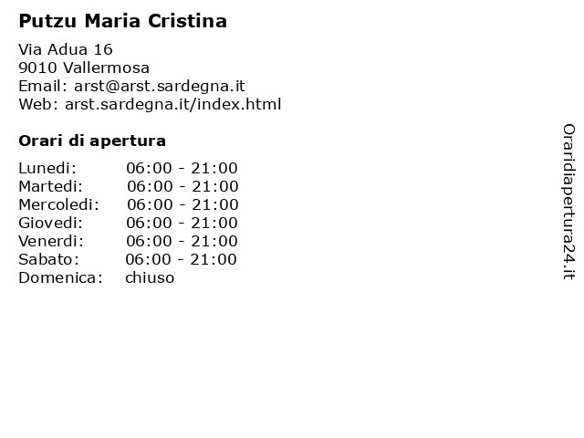 Putzu Maria Cristina a Vallermosa: indirizzo e orari di apertura