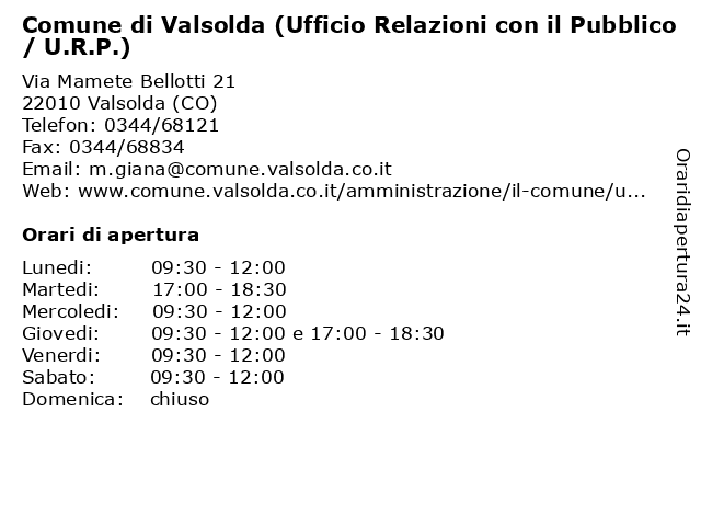 Comune di Valsolda ( Ufficio Segreteria / URP) a Valsolda (CO): indirizzo e orari di apertura
