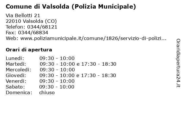 Comune di Valsolda (Polizia Municipale) a Valsolda (CO): indirizzo e orari di apertura