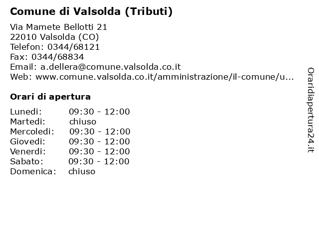 Comune di Valsolda (Tributi) a Valsolda (CO): indirizzo e orari di apertura
