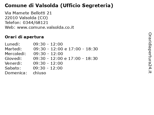 Comune di Valsolda (Ufficio Segreteria) a Valsolda (CO): indirizzo e orari di apertura