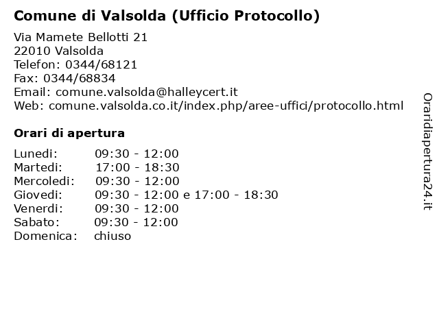 Comune di Valsolda (Ufficio Protocollo) a Valsolda: indirizzo e orari di apertura