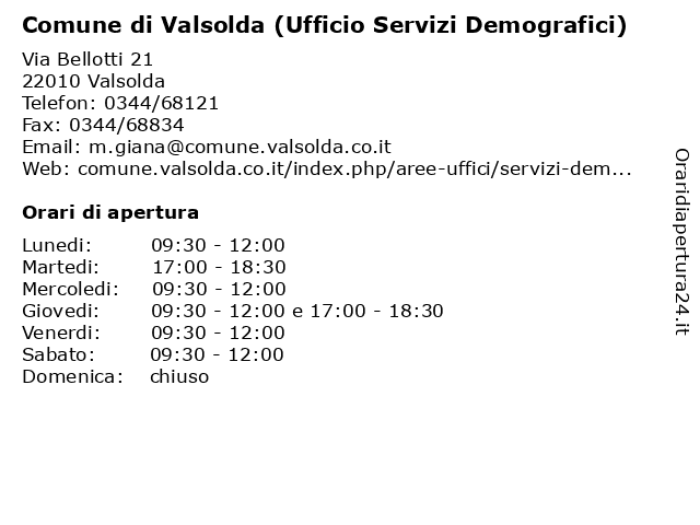 Comune di Valsolda (Ufficio Servizi Demografici) a Valsolda: indirizzo e orari di apertura