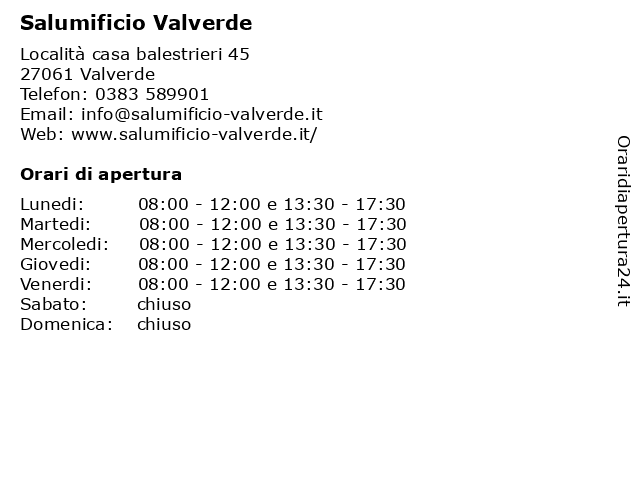 Salumificio Valverde a Valverde: indirizzo e orari di apertura