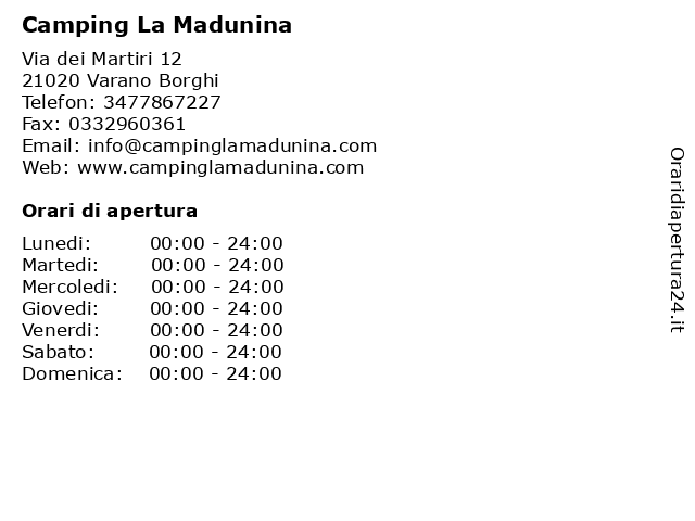 Camping La Madunina a Varano Borghi: indirizzo e orari di apertura