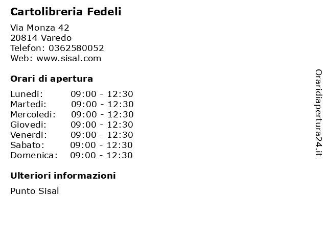 Cartolibreria Fedeli a Varedo: indirizzo e orari di apertura