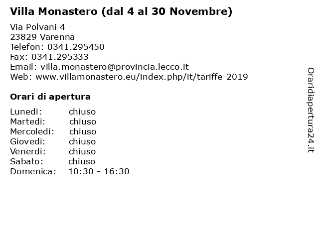 Villa Monastero (dal 4 al 30 Novembre) a Varenna: indirizzo e orari di apertura