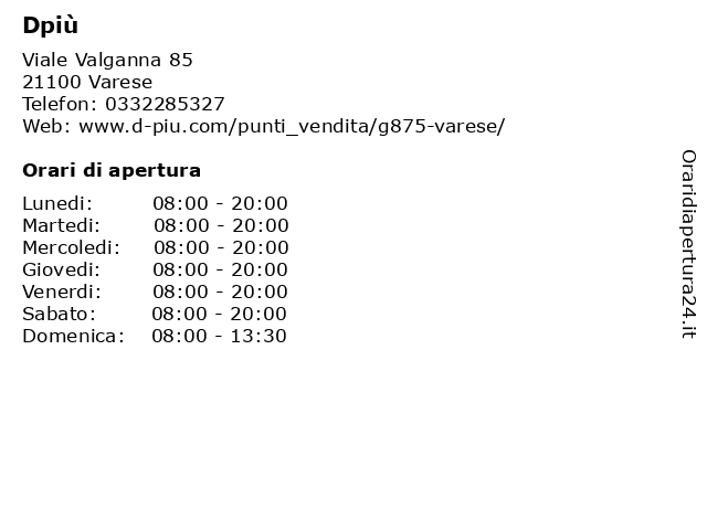 Dpiù a Varese: indirizzo e orari di apertura