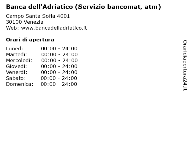 Banca dell'Adriatico (Servizio bancomat, atm) a Venezia: indirizzo e orari di apertura