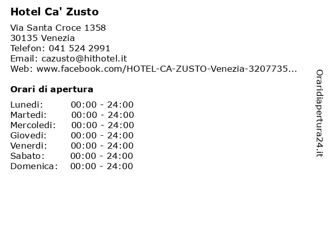 Hotel Ca' Zusto a Venezia: indirizzo e orari di apertura