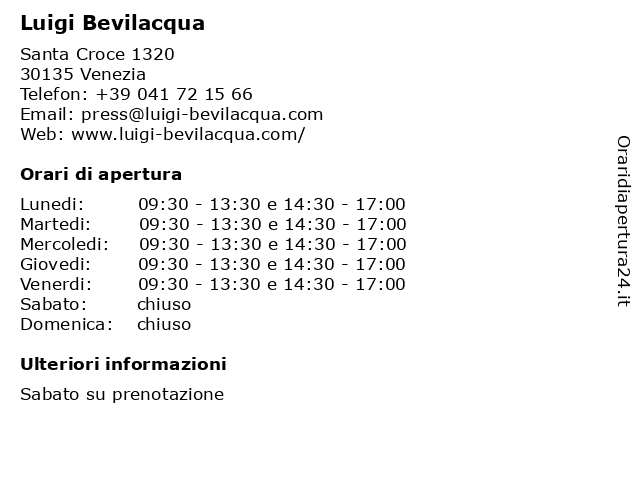 Luigi Bevilacqua a Venezia: indirizzo e orari di apertura