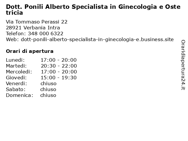 Dott. Ponili Alberto Specialista in Ginecologia e Ostetricia a Verbania Intra: indirizzo e orari di apertura