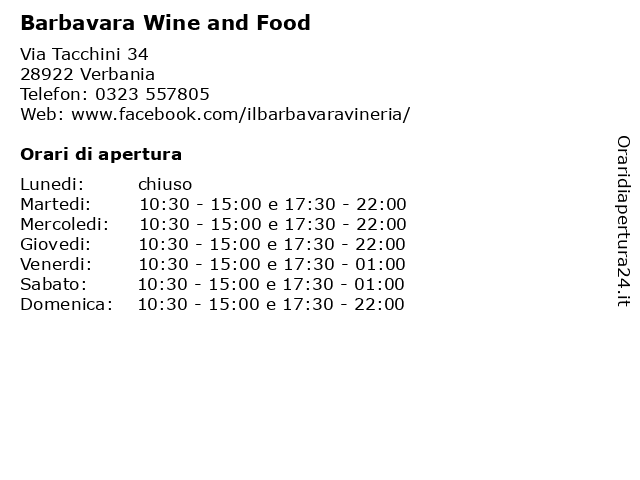Barbavara Wine and Food a Verbania: indirizzo e orari di apertura