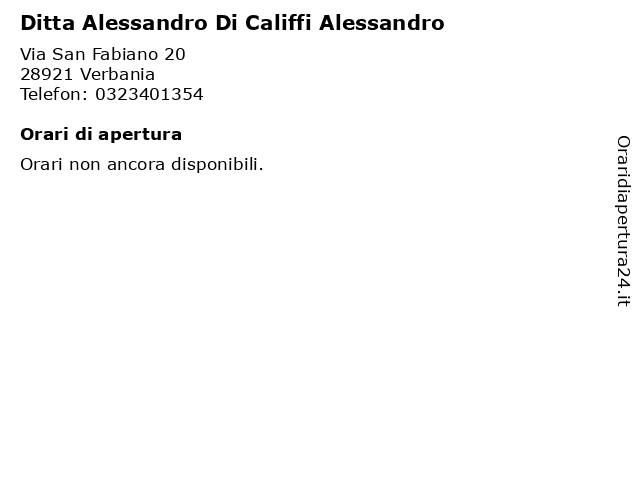 Ditta Alessandro Di Califfi Alessandro a Verbania: indirizzo e orari di apertura