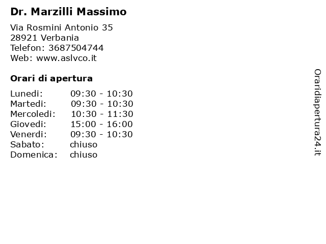Dr. Marzilli Massimo a Verbania: indirizzo e orari di apertura