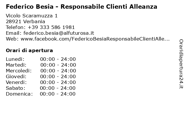 Federico Besia - Responsabile Clienti Alleanza a Verbania: indirizzo e orari di apertura