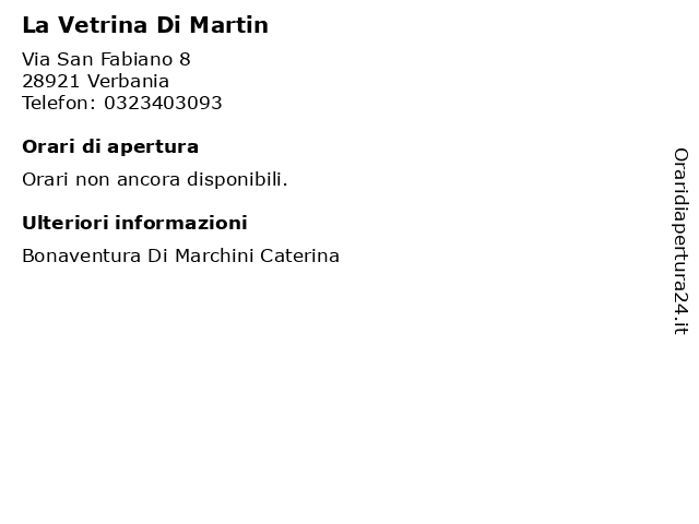 La Vetrina Di Martin a Verbania: indirizzo e orari di apertura