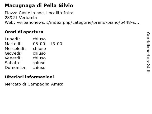 Macugnaga di Pella Silvio a Verbania: indirizzo e orari di apertura