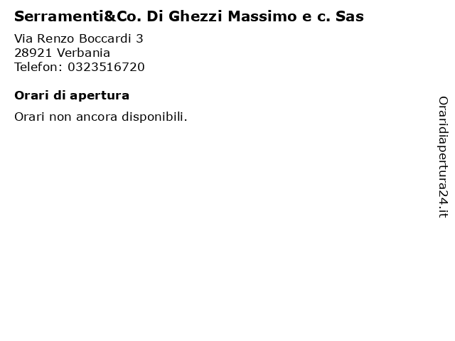 Serramenti&Co. Di Ghezzi Massimo e c. Sas a Verbania: indirizzo e orari di apertura
