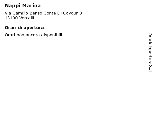 Nappi Marina a Vercelli: indirizzo e orari di apertura