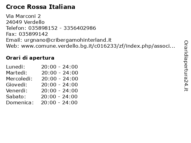 Croce Rossa Italiana a Verdello: indirizzo e orari di apertura