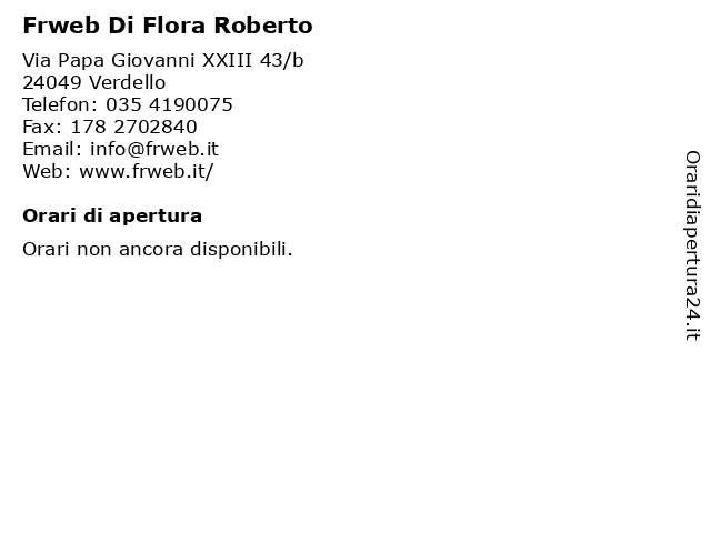 Frweb Di Flora Roberto a Verdello: indirizzo e orari di apertura
