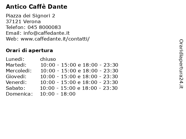 Antico Caffè Dante a Verona: indirizzo e orari di apertura