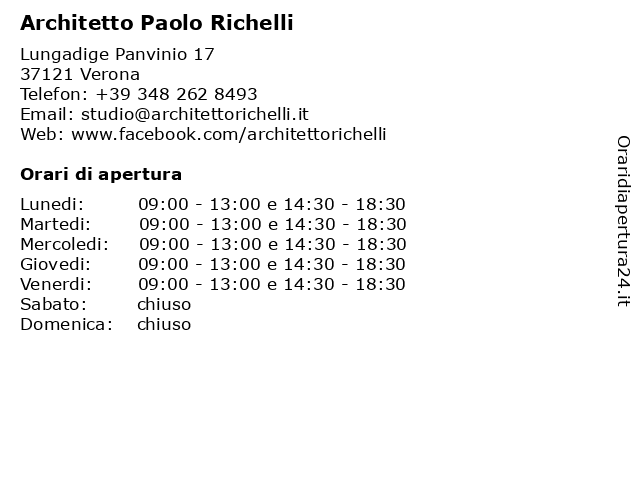 Architetto Paolo Richelli a Verona: indirizzo e orari di apertura