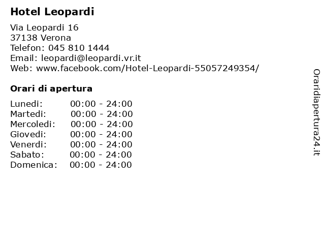 Hotel Leopardi a Verona: indirizzo e orari di apertura